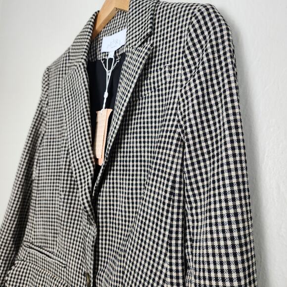NEW Pearl by Lela Rose Black Checkered Plaid Houndstooth Blazer Jacket - Picture 7 of 11